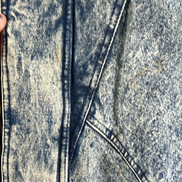 VTG 80s 90s Urban Equipment Acid Wash Denim Coat Leather Trim Oversized XL - Picture 7 of 7